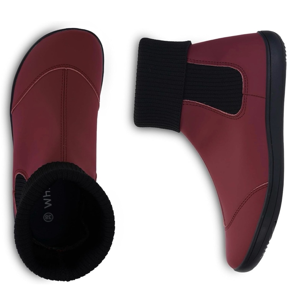WHITIN Burgundy Ankle Boots with Black Elastic